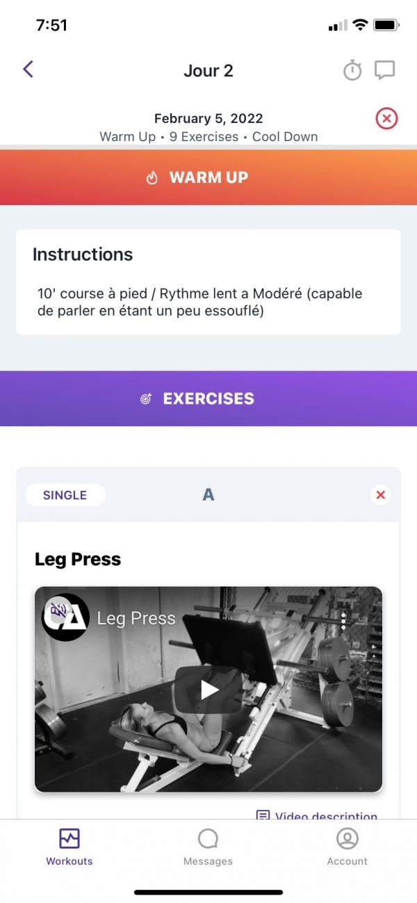 Use of truecoach app for personal trainer and to create individual quality workout program