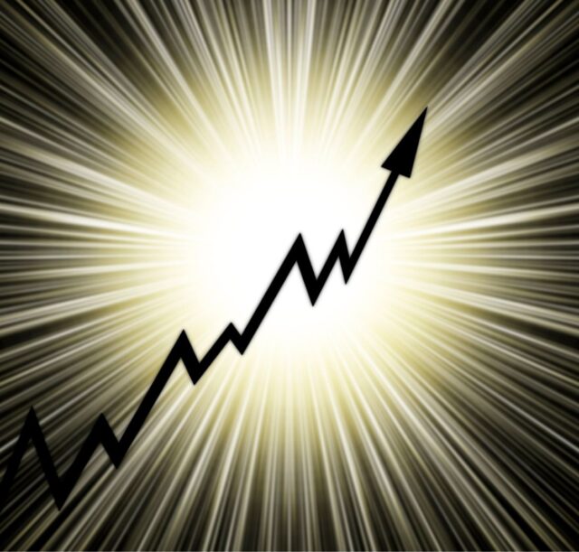 Upward arrow symbolizing continuous improvement, strength progression, and positive recovery results for back pain after 40.